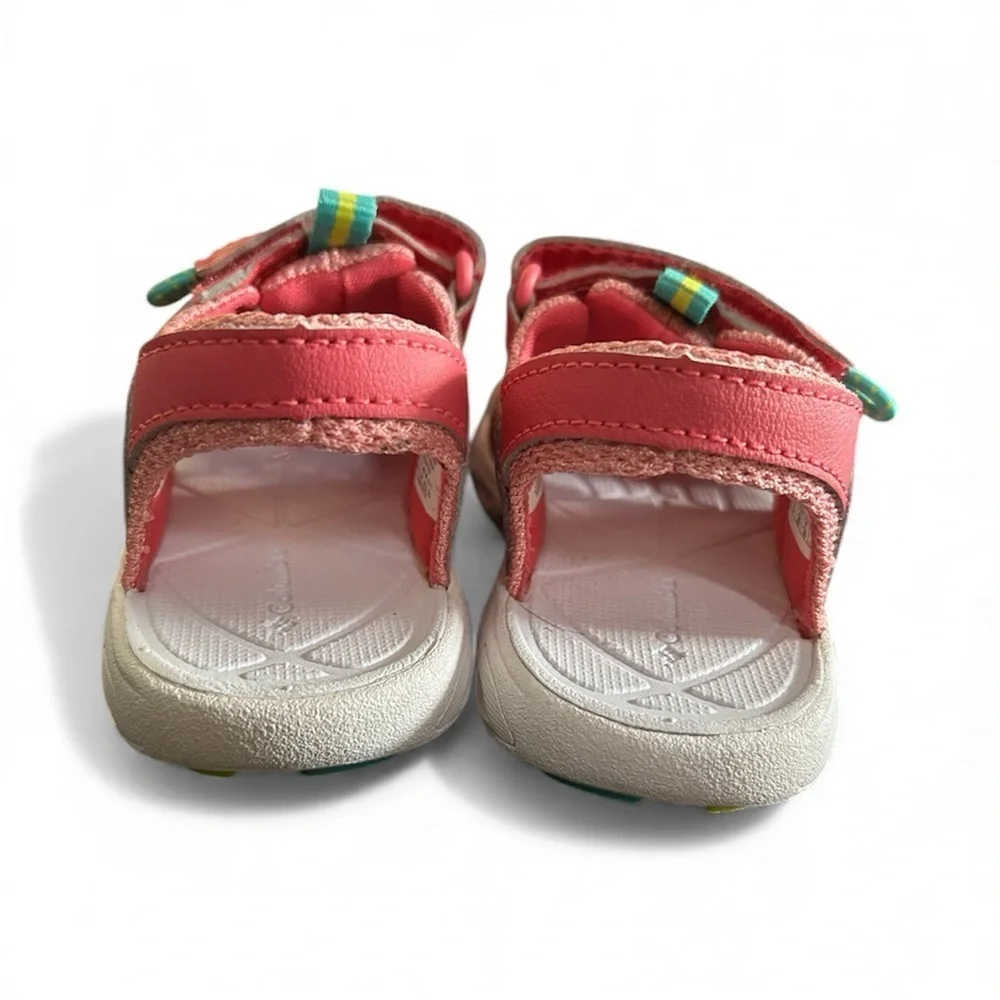 Columbia Techsun Wave girls coral sandals with teal yellow accents sz 9 new,,3A